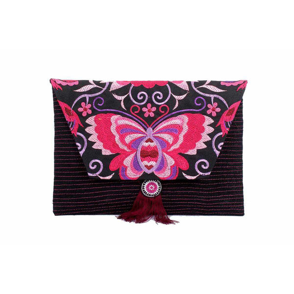 Butterfly Embroidered Tassel Clutch | iPad Bag- Thailand