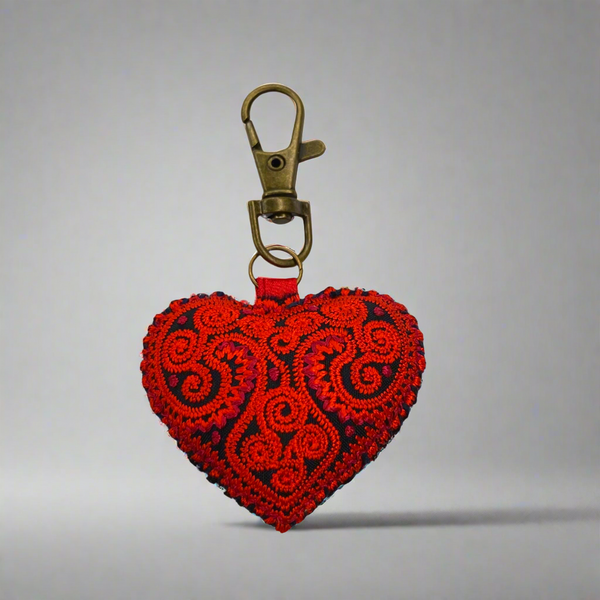 Heart Hmong Embroidered Zipper Pull | Keychain - Thailand