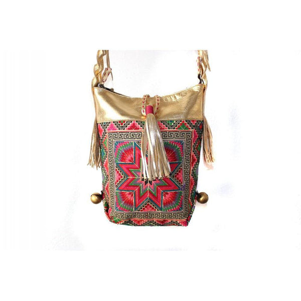 Boho-chic Embroidered Shoulder Bag - Thailand