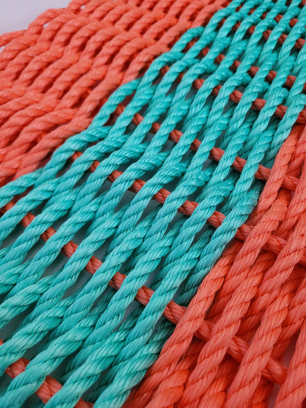 Lobster Rope Mat, Coral Orange and Teal