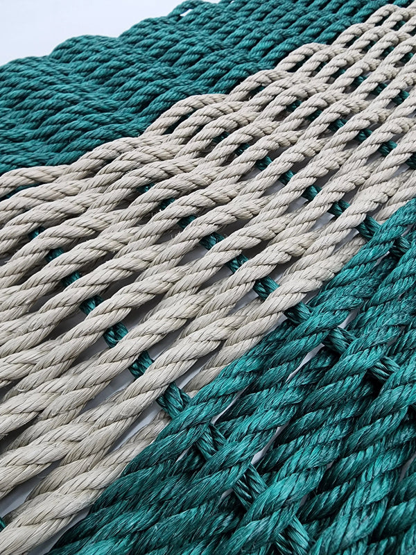 Lobster Rope Mat Hunter Green and Tan