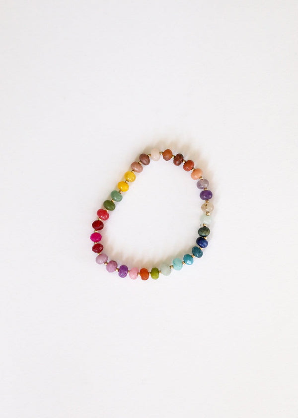 Natural Gemstone Bracelet + 14k Gold Filled Toggle : Gold Rush