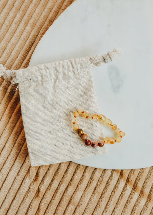 Raw Honey Baltic Amber + Mookaite Jasper || Anklet or Bracelet