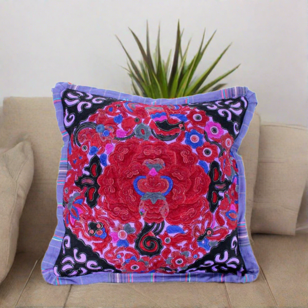 Applique Vintage Flower Handmade Cushion - Thailand