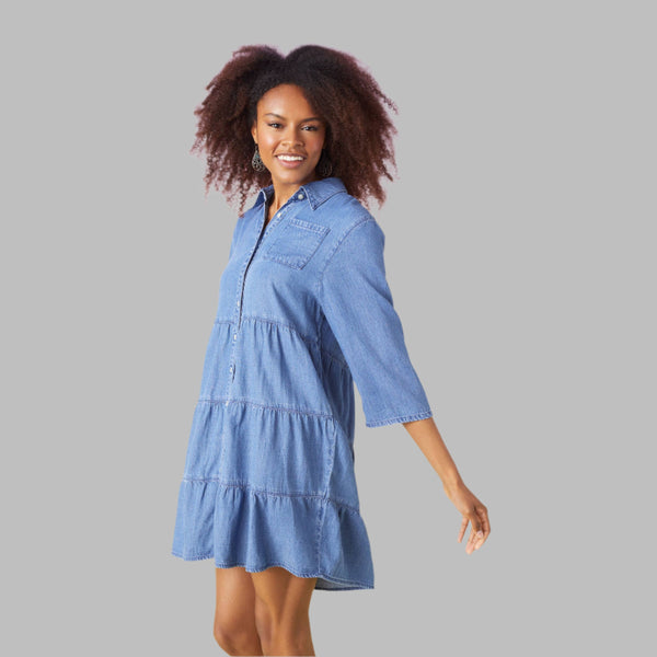 Marisa Tiered Chambray Dress