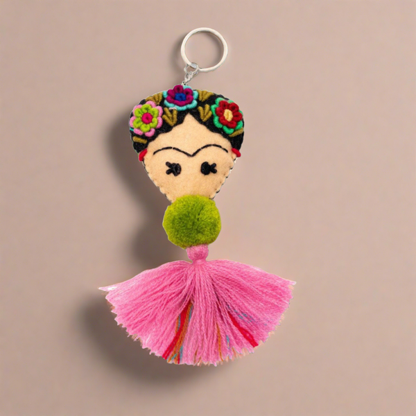 Frida Kahlo Embroidered Keychain / Zipper Pull - Mexico