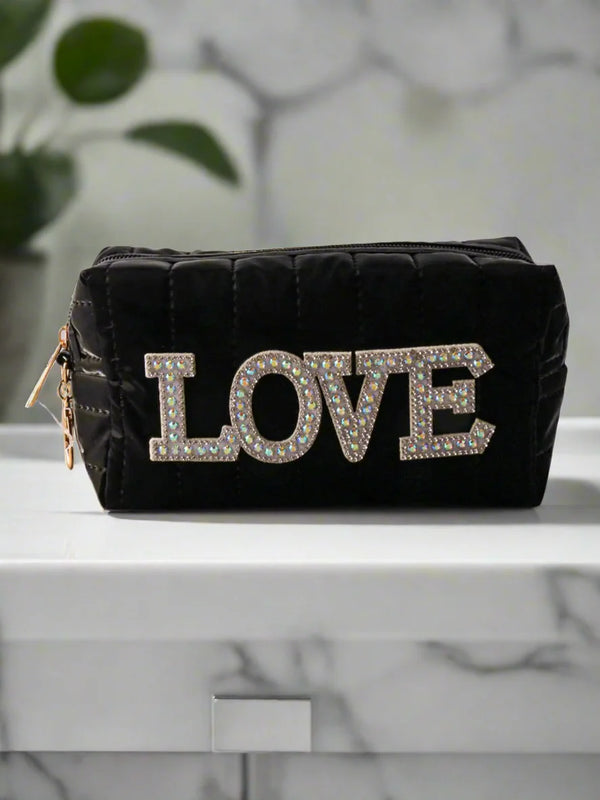 Love Quilted Cosmetics Bag – Sparkle & Style On the Go