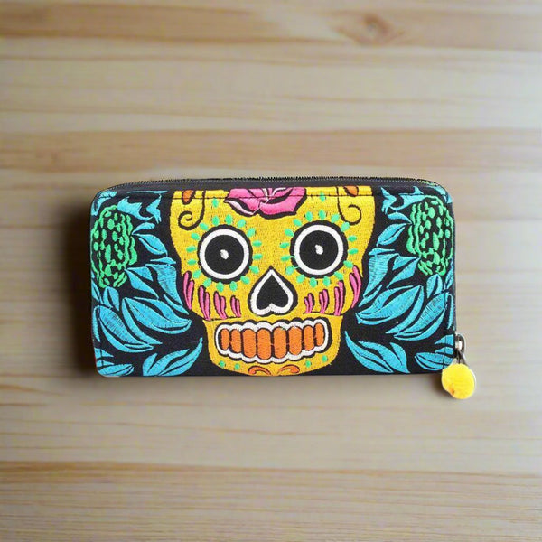 Culturas Sugar Skull Day of the Dead Embroidered Wallet - Thailand