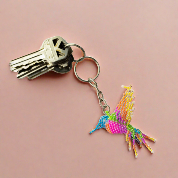 Baby Hummingbird Seed Bead Key Chain - Mexico