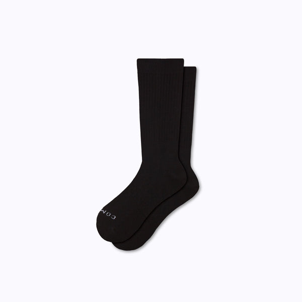 Combed Cotton Crew Socks - Black