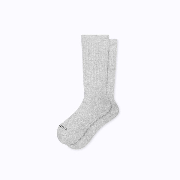 Combed Cotton Crew Socks - Heather Grey
