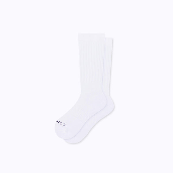 Combed Cotton Crew Socks - White