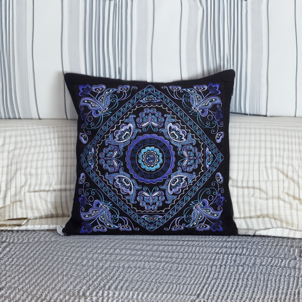 Diamond Flower Embroidered Pillow Cover - Thailand