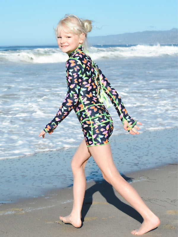 Girl's Short Swimsuit - Butterfly