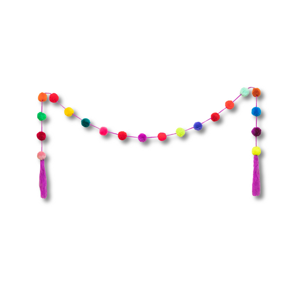 Hanging Garland Decor Boho Multicolor Pom Pom Strip - Mexico