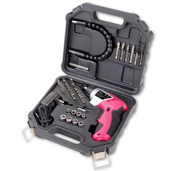 3.6 Volt Lithium-Ion Rechargeable Screwdriver with 45 Piece Accessory Set - Pink DT4944P