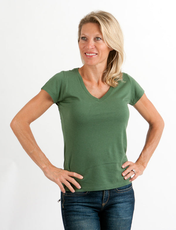Women's Bamboo V-Neck Cap Sleeve T-Shirt