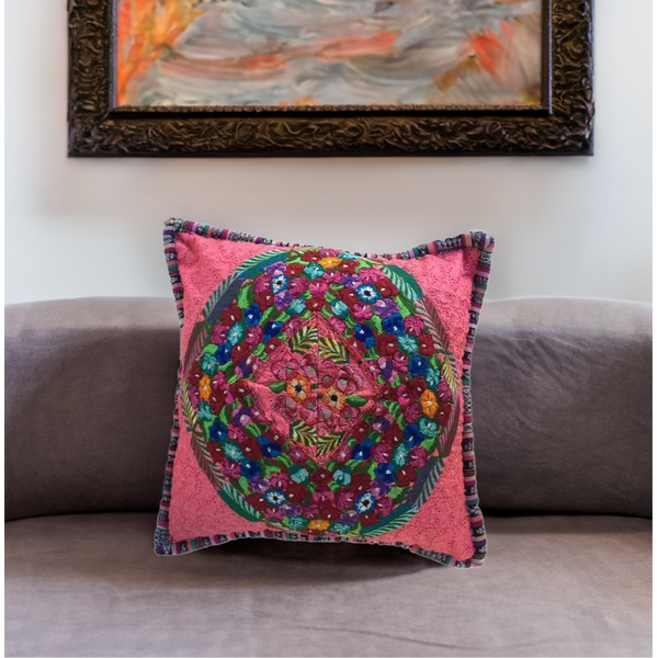 Up-cycled Maya Floral Pillow Cover - Guatemala