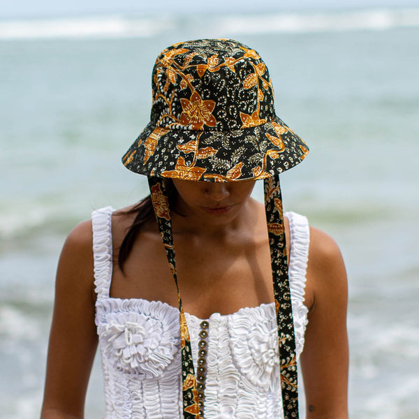 JASMINE Chinoiserie Batik Hat In Brown and Black