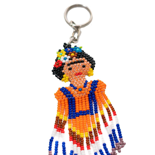 Frida Kahlo Seed Bead Keychain - Guatemala