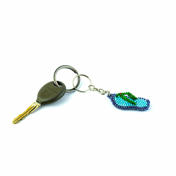 Flip Flop Seed Bead Keychain - Mexico