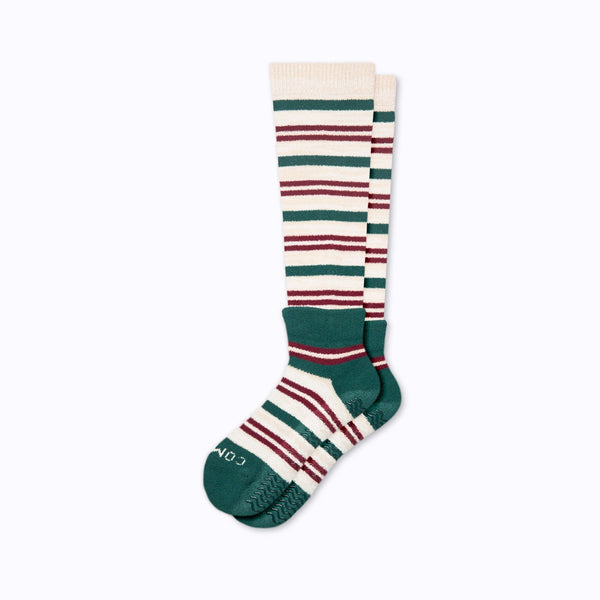 CozyGrip Compression Slipper Socks - Sand/Green