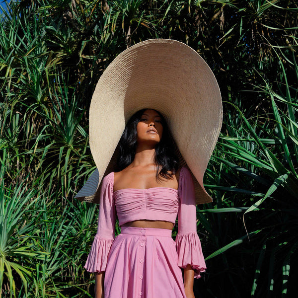 SOLANA Oversized Straw Hat in Natural Beige