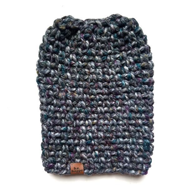 Crochet Simple Slouch Hat | Blue Purple Slouchy Beanie