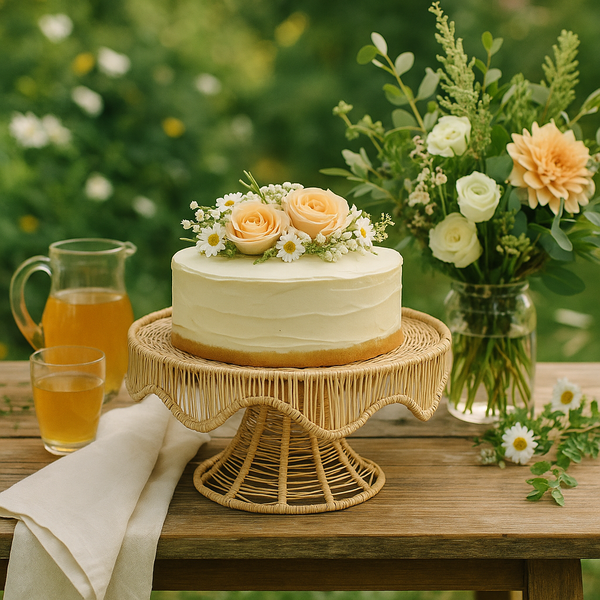 Woven Scallop Round Handwoven Iraca Cake Stand