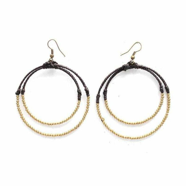 Cherish Brass Bead Hoop Earrings - Thailand
