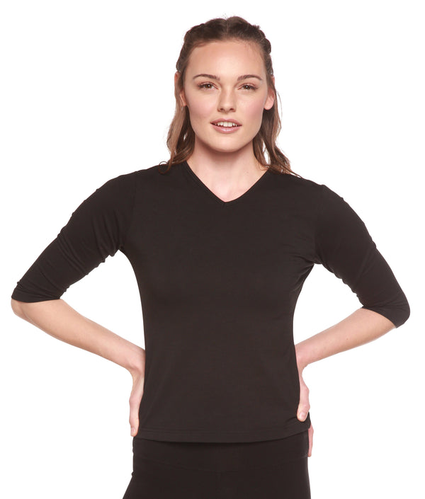 Women's Bamboo Viscose/Cotton V-Necks 3/4 Sleeve T-Shirt