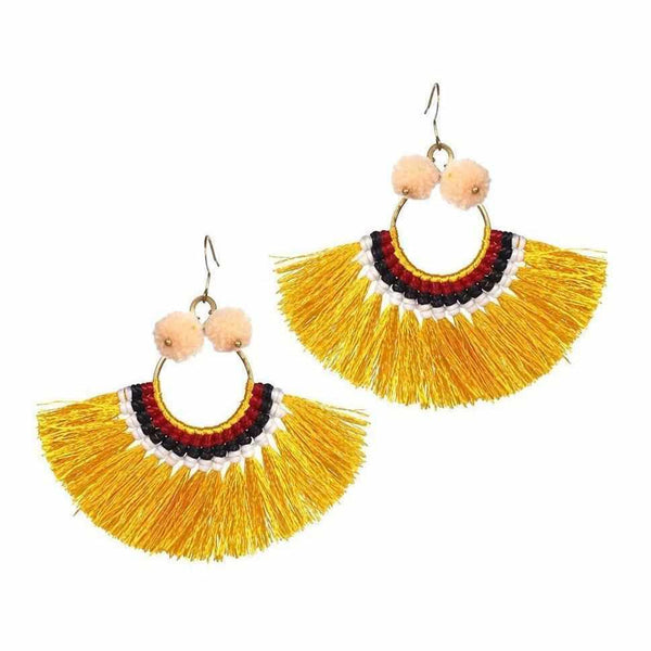 Half Moon PomPom Earrings - Thailand