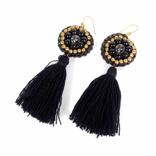 Hmong Circle Tassel Earrings - Thailand