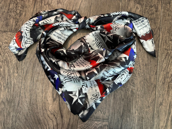 Wild Rag 100% Silk Patriotic We the People 2nd Amendment Cowboy Western Neck Scarf Bandanna by Double B Wild Rags