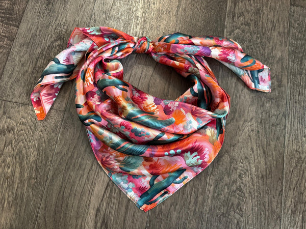 Silk Wild Rag Pink Purple Orange Green Cactus by Double B Wild Rags