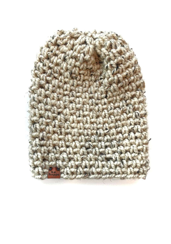 Crochet Simple Slouch Hat | Oatmeal Slouchy Beanie