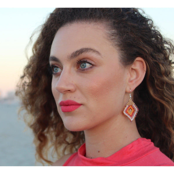 Lily Seed Bead Diamond Earrings - Guatemala