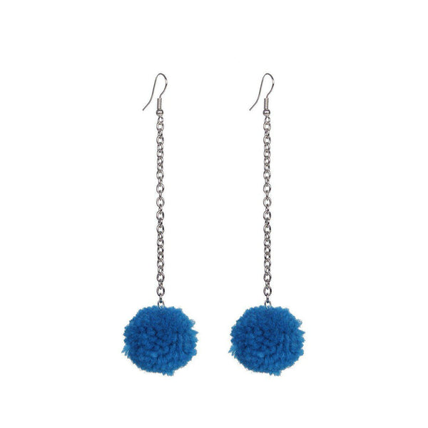 Pom Pom Chain Earrings - Thailand