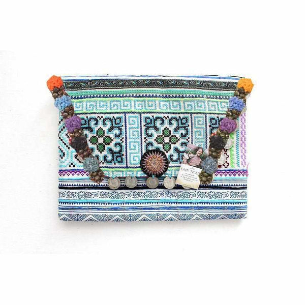 PomPoms, Bells & Coins Vintage Envelope Clutch - Thailand