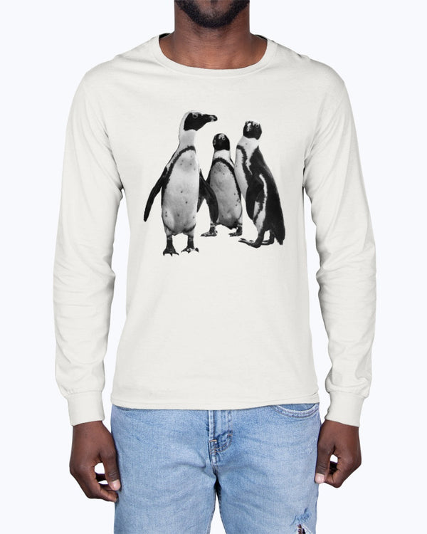 Penguin Huddle, Cute Animal Lover, Moss Apparel, Unisex Long Sleeve T-Shirt