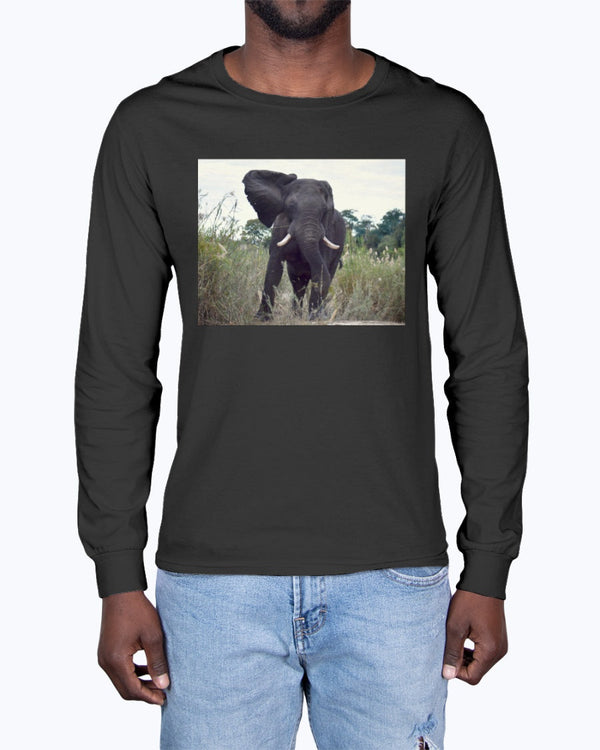 Defiant Elephant, Elephant conservation, animal fan, wildlife, Moss Apparel, Unisex Long Sleeve T-Shirt
