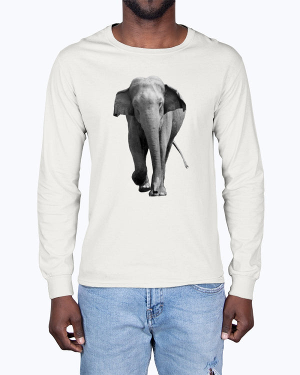 Male Indian Elephant Charging in Sri Lanka, Asian Elephant, Elephant lovers wildlife fans, Moss Apparel, Unisex Long Sleeve T-Shirt