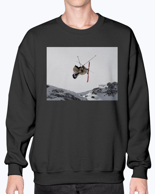Big Air Jumper Hoodie, Extreme Sports, French Alps, Moss Apparel, Unisex Crewneck Sweater
