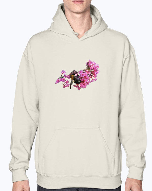 Bee and Butterfly Habitat Fund, Bee Pollinating Graphic, Moss Apparel, Hoodie
