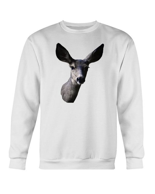 Mule Deer Gaze, Wyldlife for Tomorrow, Moss Apparel, Crewneck Sweatshirt