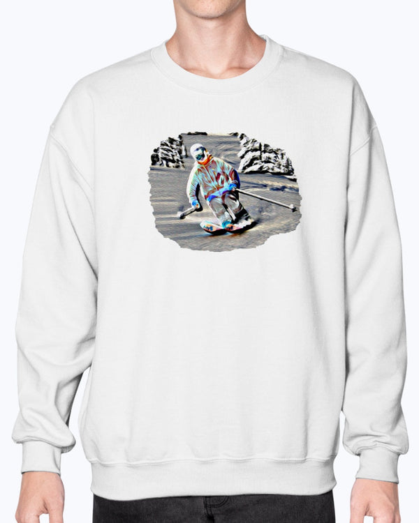 Forest Skier, Cozy Unisex Ski Apparel, Moss Apparel, Unisex Crewneck Sweatshirt