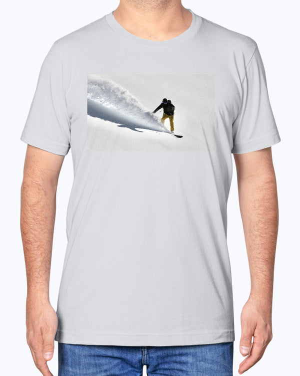 Powder Surfer, French Alps Snowboarder in the Powder, Moss Apparel, Unisex T-Shirt
