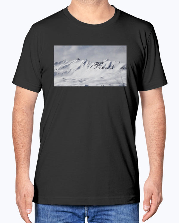 French Alps Mountain View, Skiing and Snowboarding Fan Apparel, Moss Apparel, Unisex T-Shirt