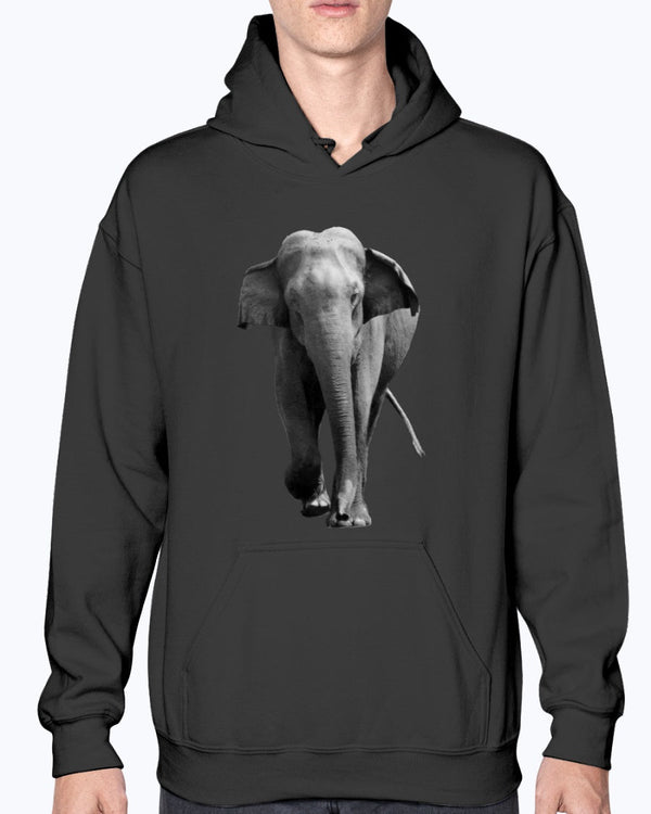 Male Indian Elephant Charging in Sri Lanka, Moss Apparel, Unisex Hoodie
