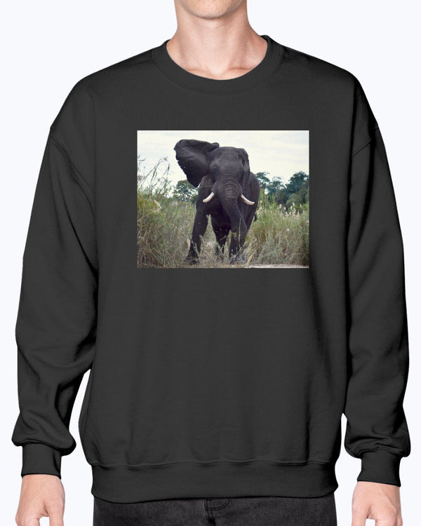Defiant Elephant, Elephant cloths, animal fan, wildlife, Moss Apparel, Unisex Crewneck Sweatshirt